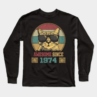 Awesome Since 1974 50th Birthday Cat Lover Long Sleeve T-Shirt